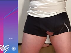 Huge hands free postate orgasm cumshot in underwear