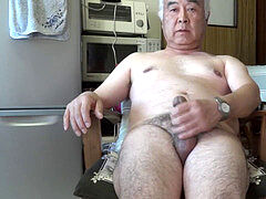 asian old man onanism climax in the kitchen