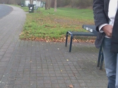 German Parent Stroking Outdoor