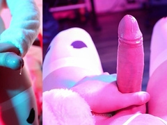 Femboy Cow-fellow Masturbates Massive Sausage and Destroys Climax