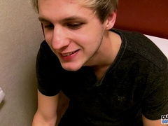 Quick public toilet blowjob from a dick-hungry blondie