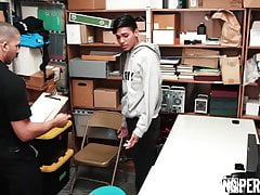 Security office: cute Latin guy gets fucked by hot daddy