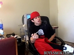 Dangled Ian Madrox and Dustin Kilimin smoke cigars and jack off