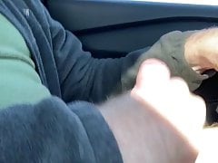 Stroking while driving with precum