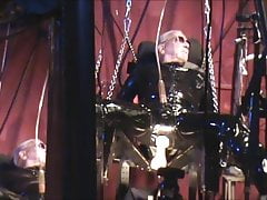 Latex Geared Suspended and Machine Fucked and Milked
