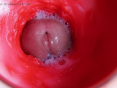 A thick pecker inwards a moist crevasse gushes liquid and will shortly pack with milk