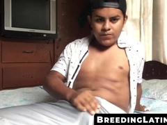 BreedingLatino.com - Young enormous-cocked Latino strokes his beefstick solo and spills