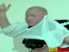 Blond submissive jock pissing in his pants before football practice