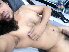 Hairy mature guys enjoying some solo nipple play and masturbation