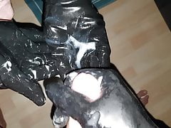 Massive frorting in latex and sperm on dick
