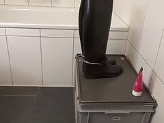 Rubber Riding Boots with Riding Spurs in Urethra and Wax 1.