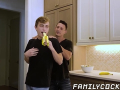 Training my blonde stepson Jesse Bolton on how to deepthroat using my girthy cock