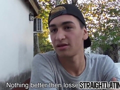 Latino youngster penetrated without a condom doggie gets jizm in facehole