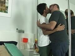 Chubby nerd bear fucks a cute twink