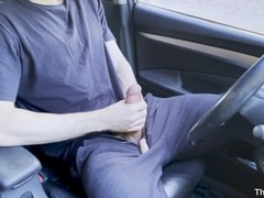 Public exhibitionist gets off with a massive cum explosion while showing off