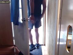 Real gaydaddy throats gloryhole dick in private home video