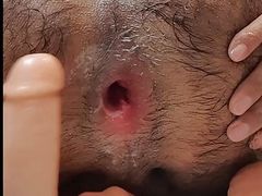 hairy 25 gay dude with dildo squirt and come masturbation