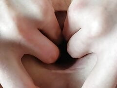 opening anal hole to drop limp dick in