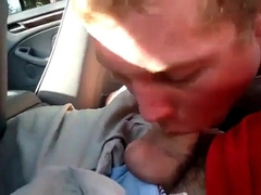 Blowing a friend in the car and he cums in my mouth25