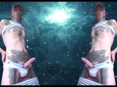 Excitable hands-free man gives himself a spectacular cum show