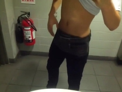 Cute boy sweet cum in toilet