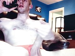 Ginger muscle dude edging his huge hung big cock