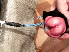 Masturbation and orgasm from electric jigsaw