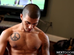 Ass banging party with tattooed muscular young jocks