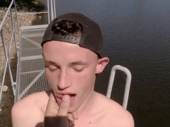 Wooly twink unloads on the interviewer's chest while getting his ass plowed