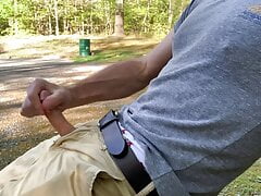 Hot public stroking at the park, I jerk-off, talk and cum
