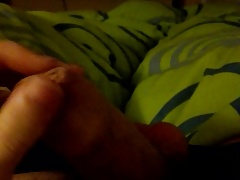 playing with my cock late at night + thick cumshot