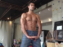 Handsome man amazing muscle flex