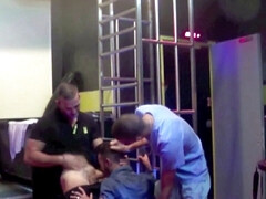 Twink slut fucked by 2 scally boys in the backroom