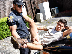 Cop fucks teen lad by the side of the road in harsh scenes