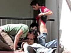 latin lads Outdoor moist Threesome