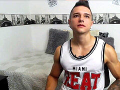 Latina boy displaying His Biceps