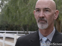 Beautiful shemale plowed and facialized by husbands employee