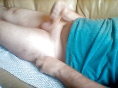 Jerking off my cock until I get the orgasm juice coming