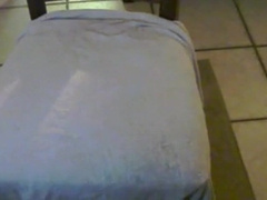 Watch as a married daddy watches a hot dude blow his load in front of him
