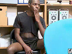 Thieving ebony twink disciplined with rawpounding and facials