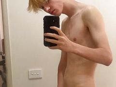 Cute Blonde Twink Jerking his dick (My first video)
