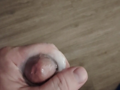 Slugs of Jizm in my arm after frolicking with my man meat