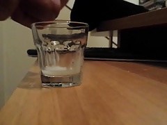 Moaning orgasm on a glass