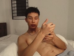 Korean hottie in domination roleplay gets off with a jerkoff