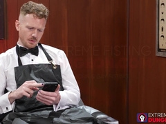 Nathan Daniels fisted deep by Logan Bell while masturbating