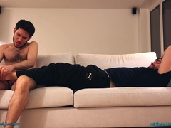 Footjob, feet play, foot massage with my friend