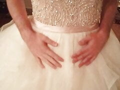 Wearing and cumming in newlywed bride's gorgeous poofy wedding gown