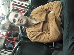 Guy Showing Balls In Bus