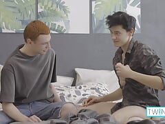 Redhead Twink Michael Cums On Logan's Anus After Finger Fucking!
