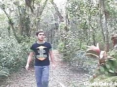 Dudes masturbating and fucking hard in the woods